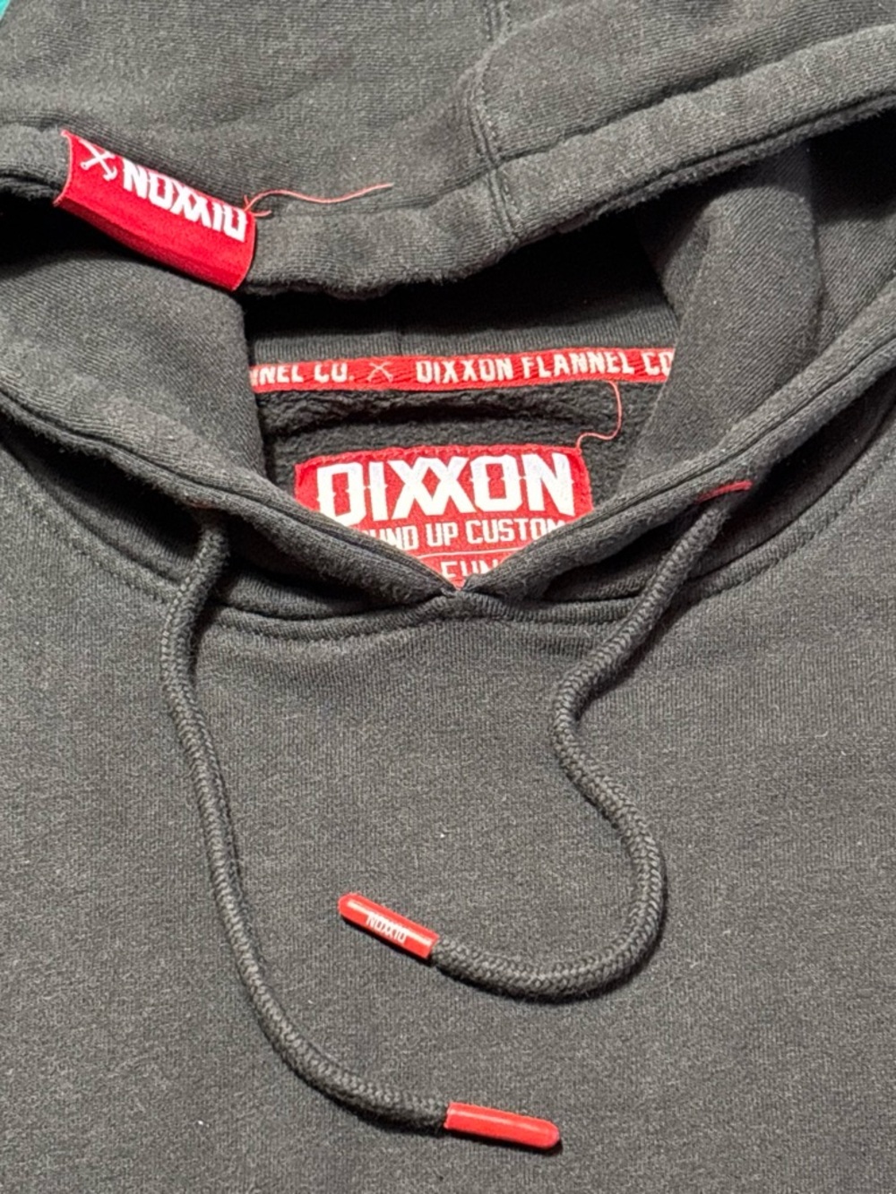DIXXON Flannel Black Hoodie with Red Branding Accents , S , $25
